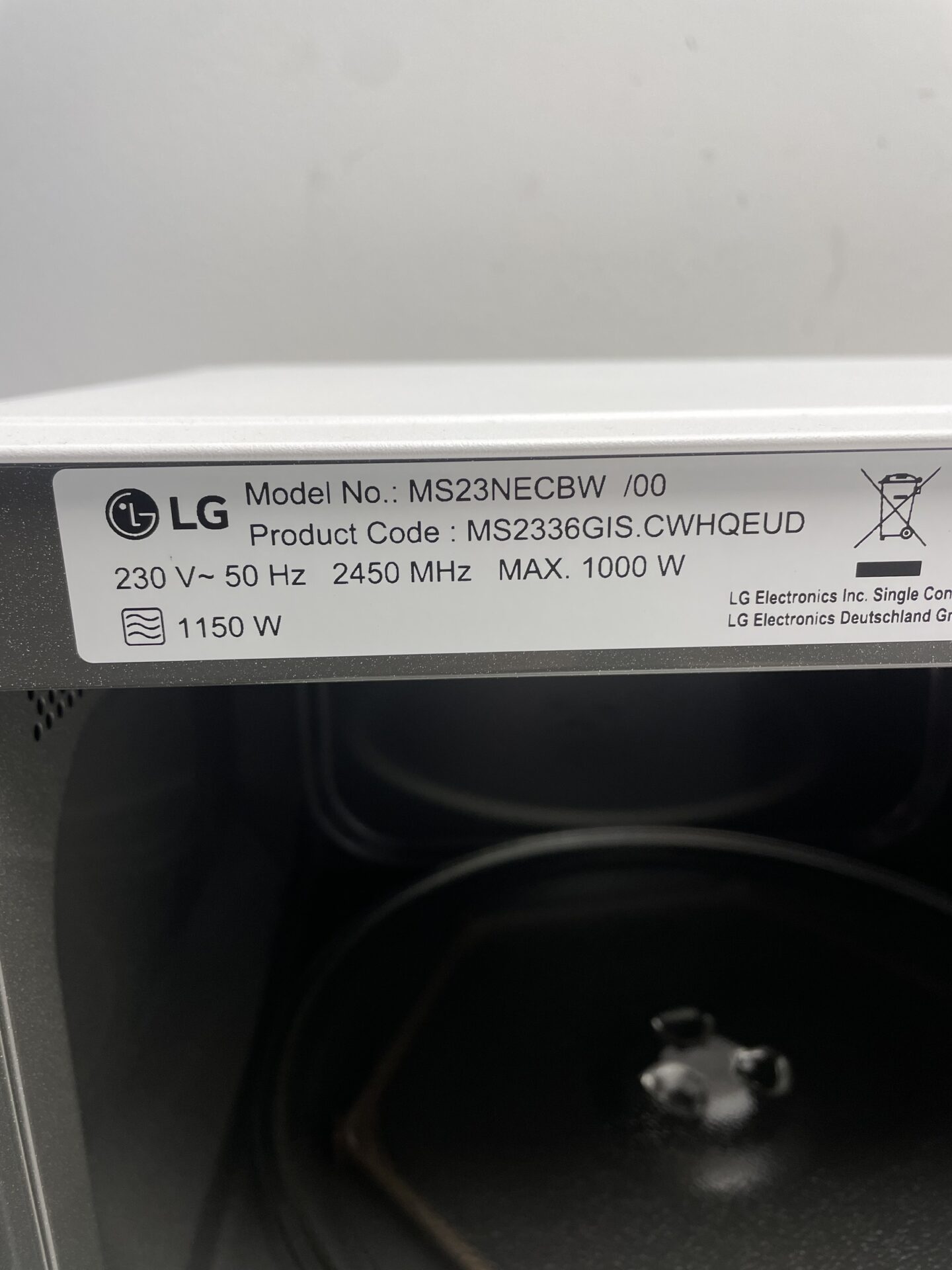 LG mikrobangų krosnelė (MS23NECBW) (naudota) — nuotrauka 8