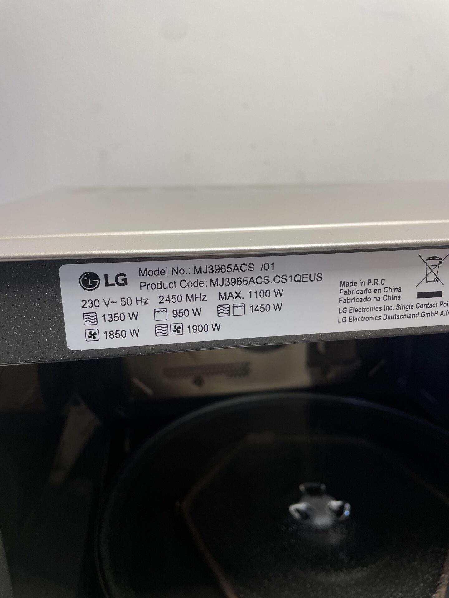 LG mikrobangų krosnelė (MJ3965ACS) (naudota) — nuotrauka 4